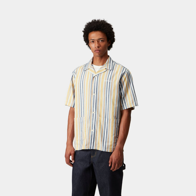 Carhartt Work In Progress Carhartt WIP Short Sleeve Folsey Stripe Shirt | Suncrest / White