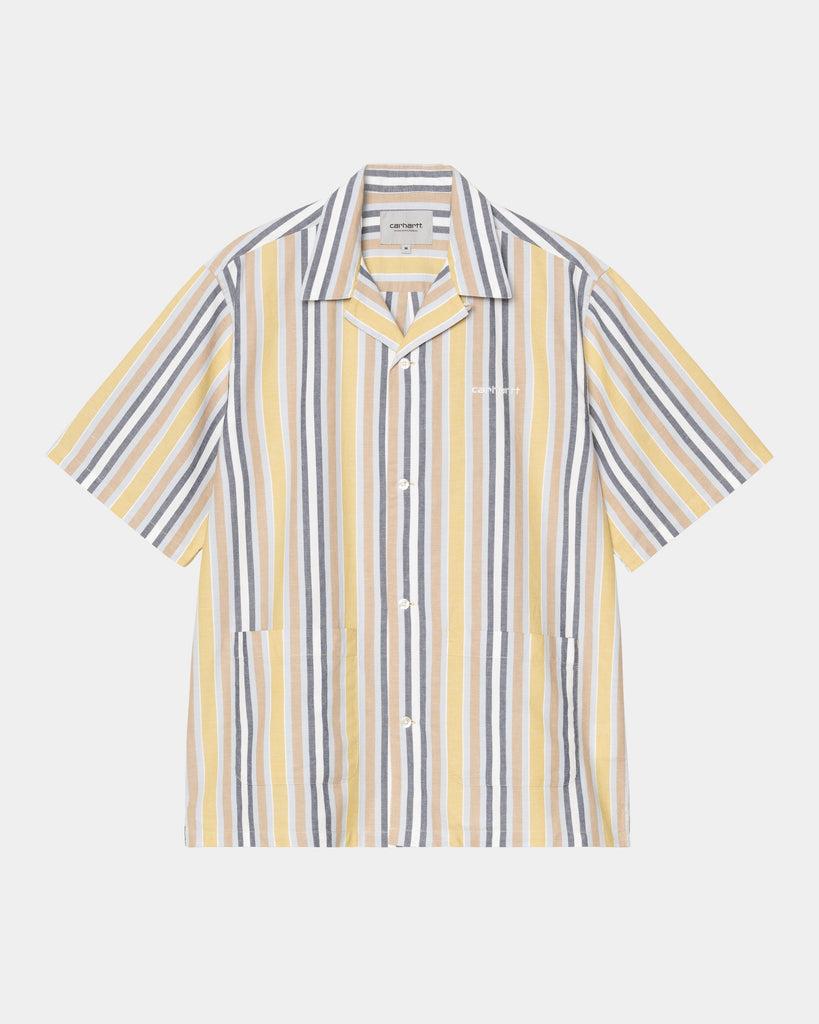 carhartt work in progress Carhartt WIP Short Sleeve Folsey Stripe Shirt | Suncrest / White
