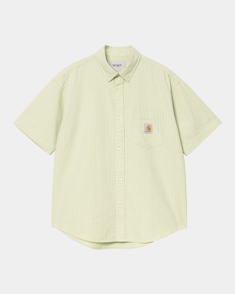 carhartt work in progress Carhartt WIP Short Sleeve Toland Stripe Shirt | Pale Olive