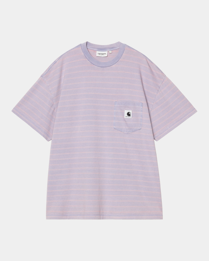 carhartt work in progress Carhartt WIP Women’s Brodina Stripe T-Shirt | Hortensia (indigo overdyed)