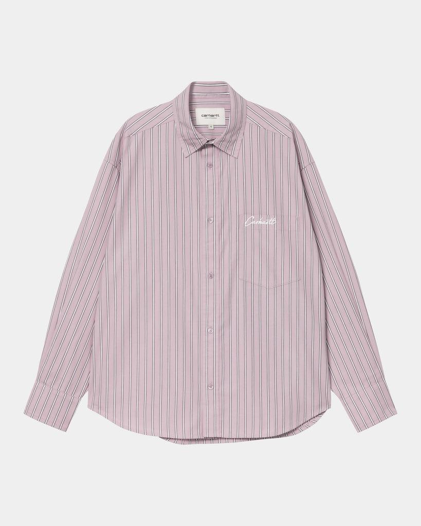 carhartt work in progress Carhartt WIP Women’s Grimsby Stripe Shirt | Pink Fog
