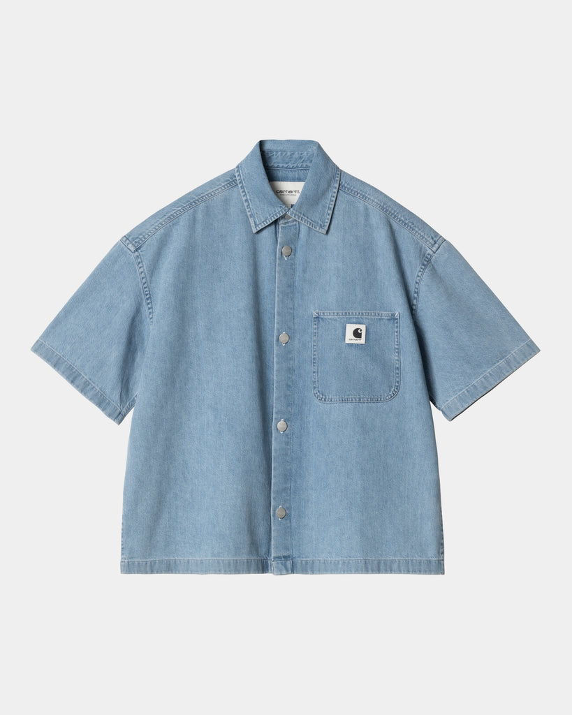 carhartt work in progress Carhartt WIP Women’s Short Sleeve Lovilia Shirt | Blue (bleached)