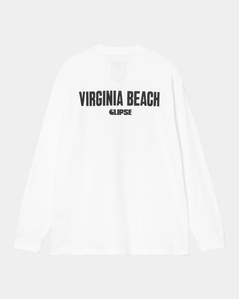 carhartt work in progress CLIPSE x Carhartt WIP Long Sleeve Virginia Beach T-Shirt | White / Bla
