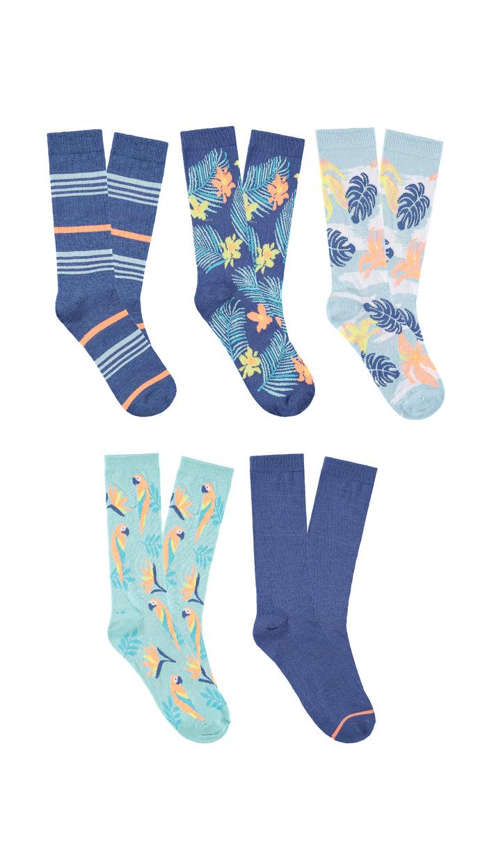 caribbean joe Birds of Paradise 5-Pack Dress Socks