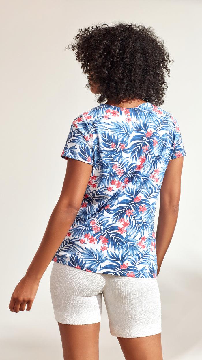 Caribbean Joe Criss Cross Printed Tee