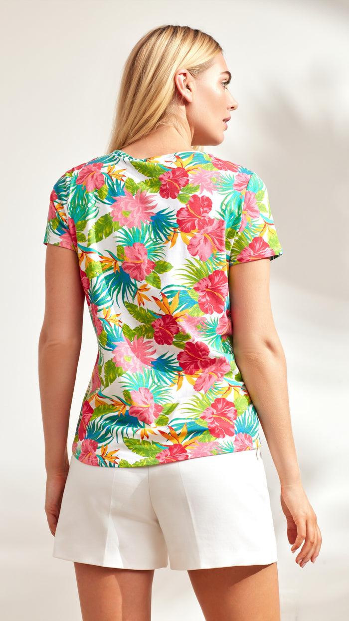 Caribbean Joe Lattice Neckline Top
