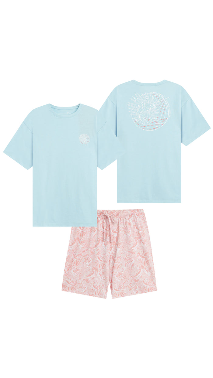 Caribbean Joe Marlin Logo Short Sleep Set