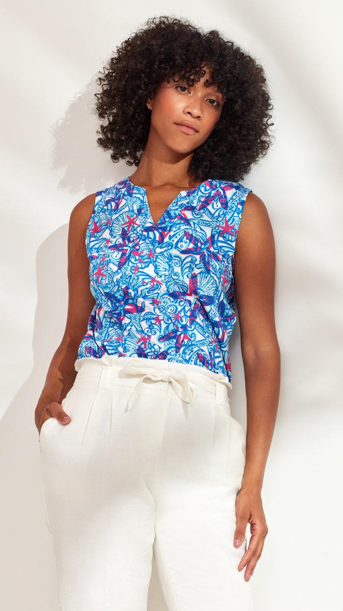 Caribbean Joe Neck Accent Tank Top