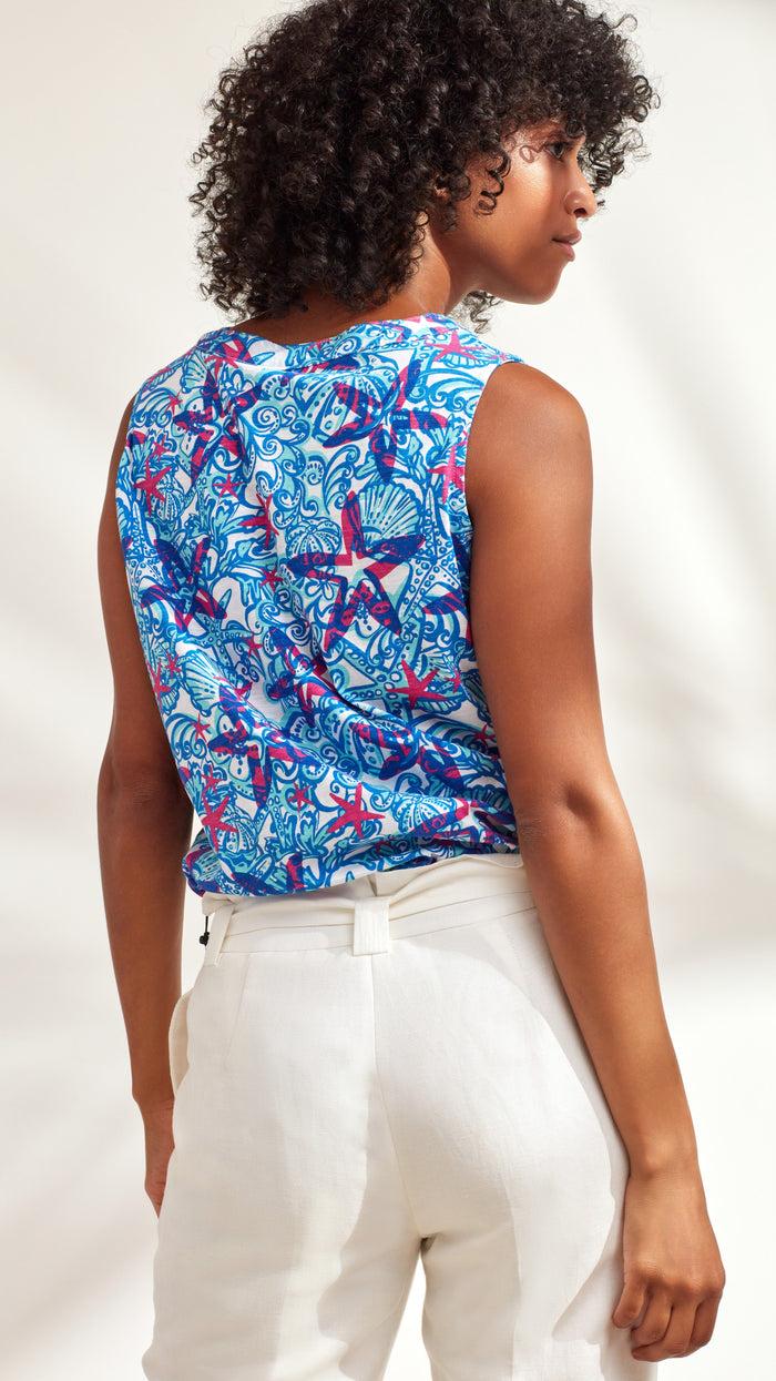 Caribbean Joe Neck Accent Tank Top