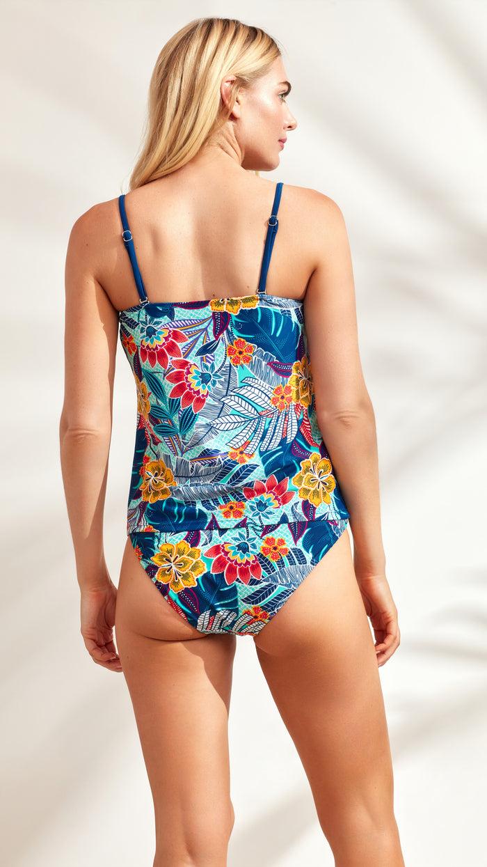 Caribbean Joe Printed Bandeau Tankini