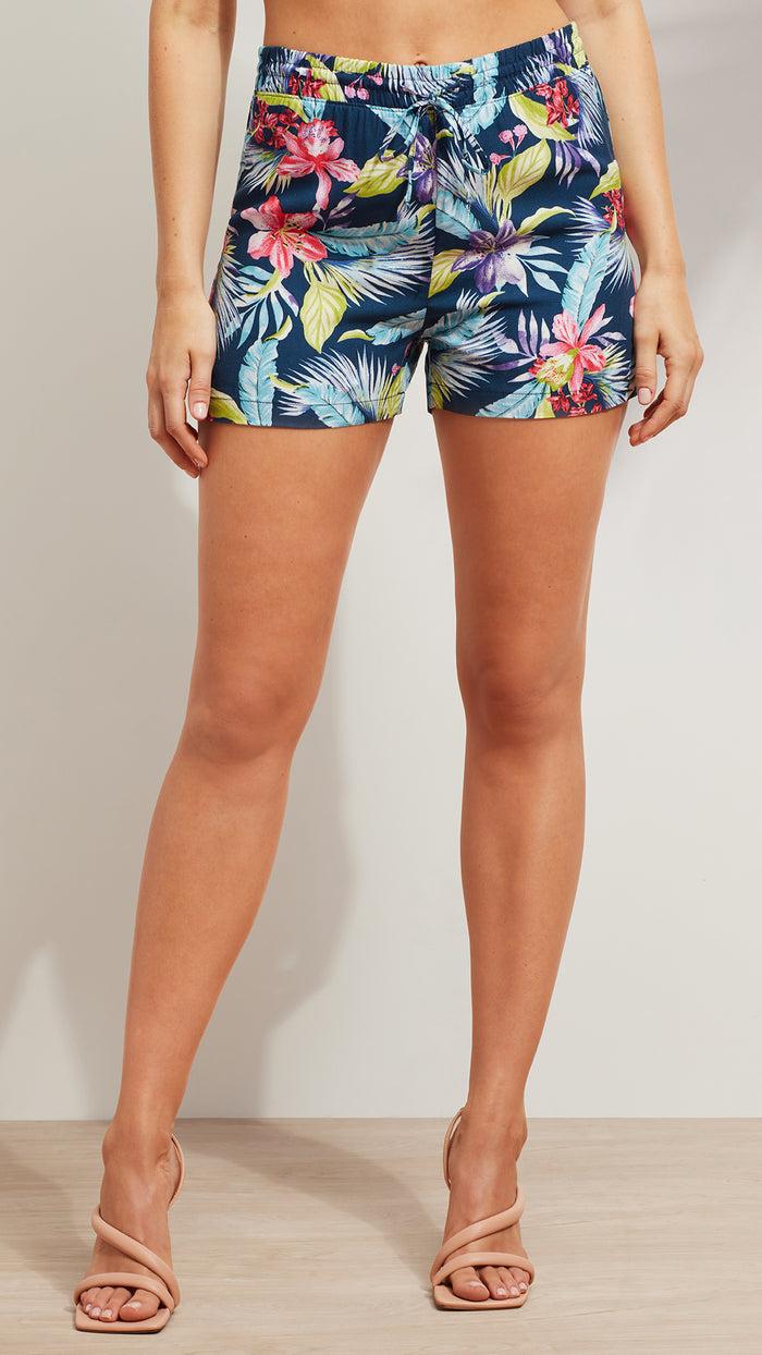 Caribbean Joe PULL-ON FLORAL SHORTS