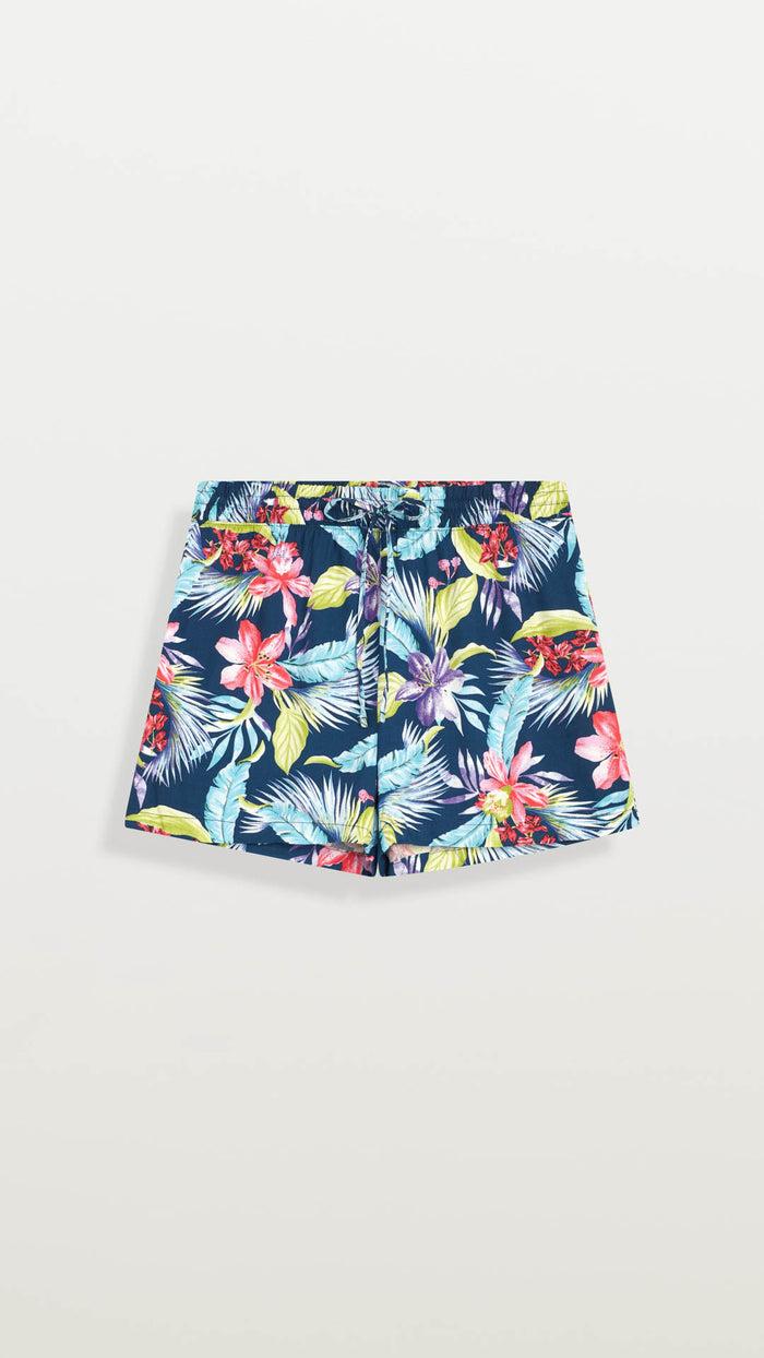 caribbean joe PULL-ON FLORAL SHORTS