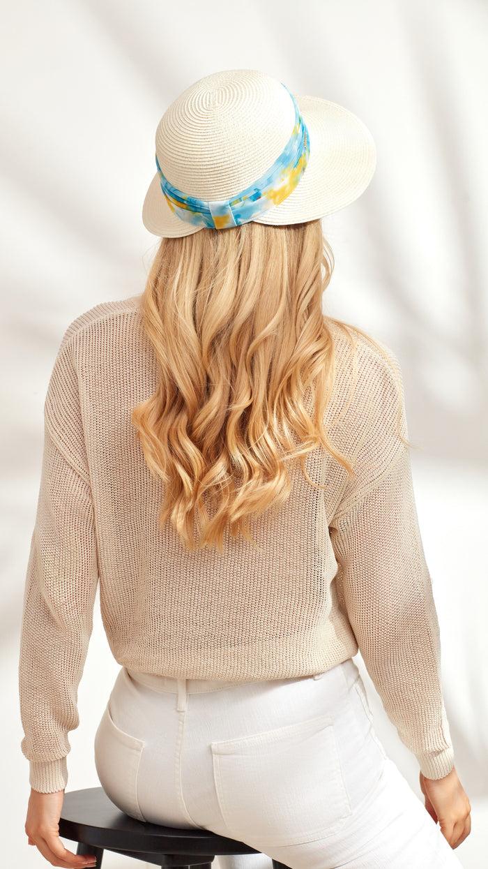 Caribbean Joe Tie Dye Trim Sun Hat