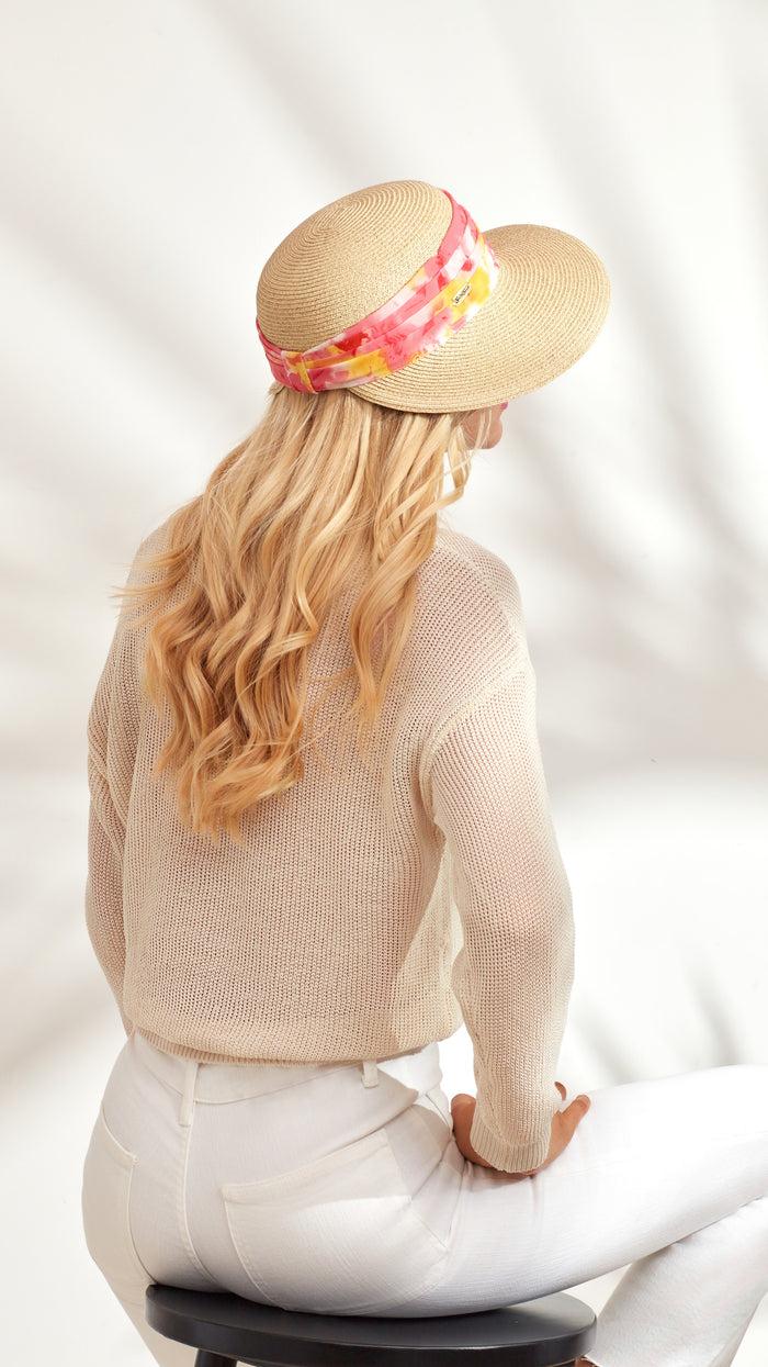 Caribbean Joe Tie Dye Trim Sun Hat