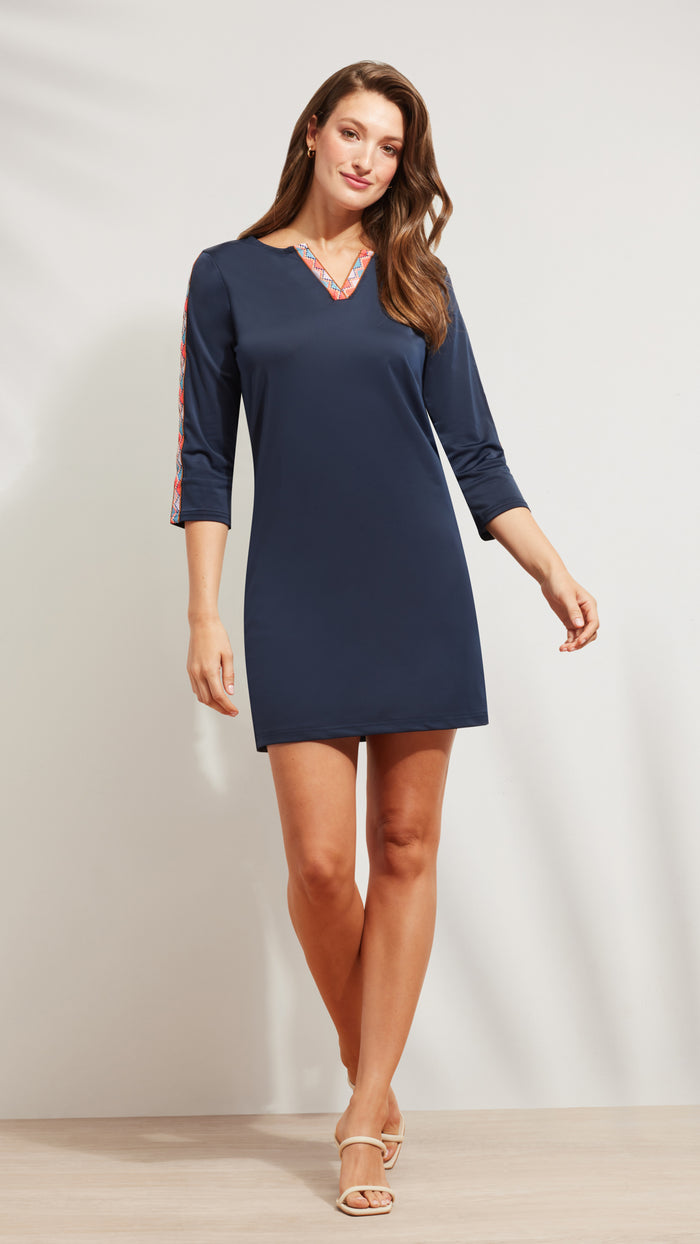 Caribbean Joe UPF TUNIC DRESS WITH TRIM