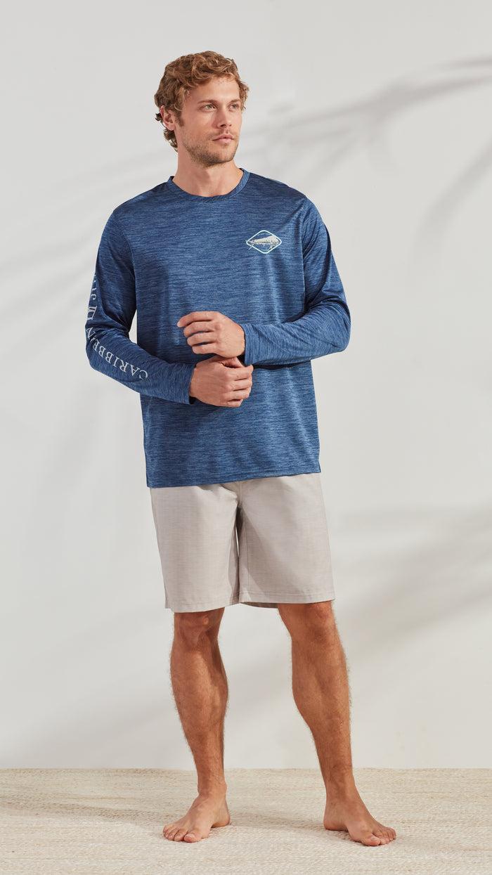 caribbean joe Fish Logo Long Sleeve Sun Protection Shirt