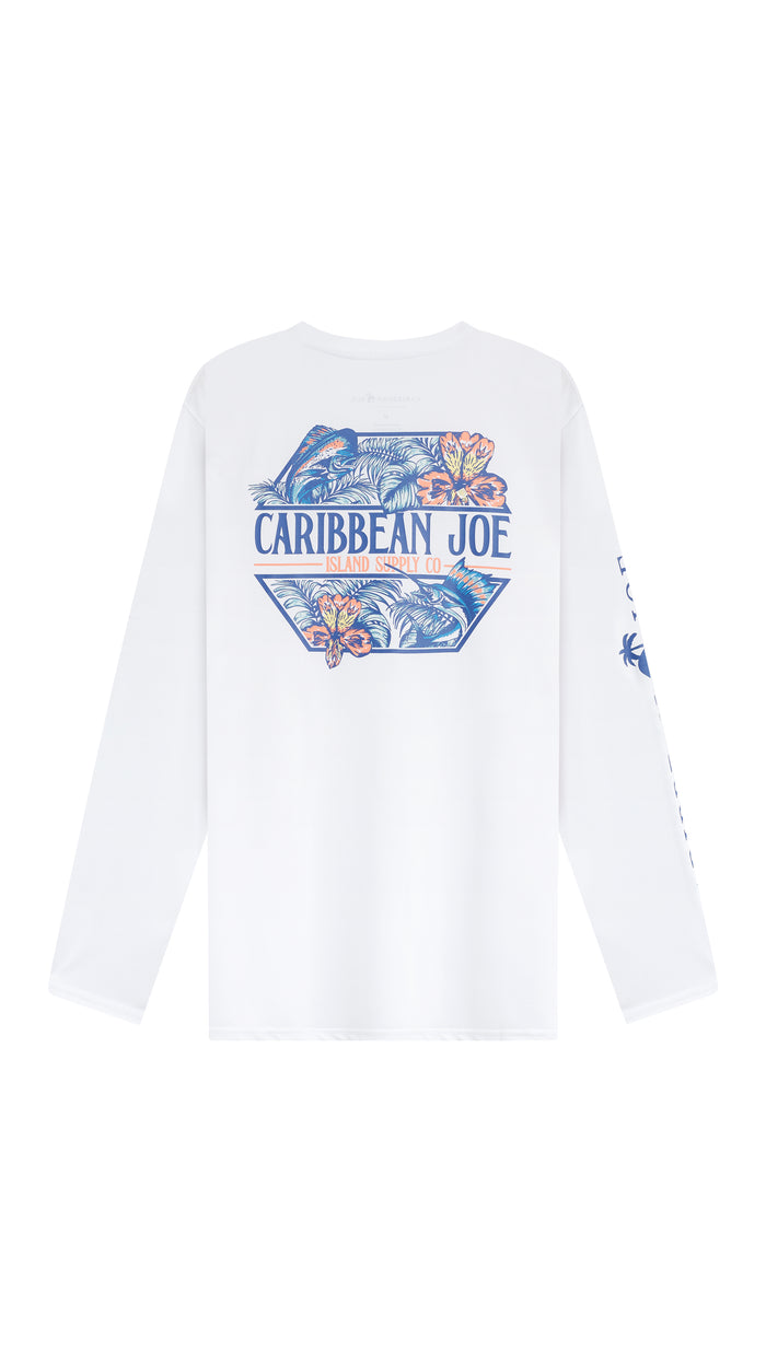 Caribbean Joe Flower Logo Long Sleeve Sun Protection Shirt