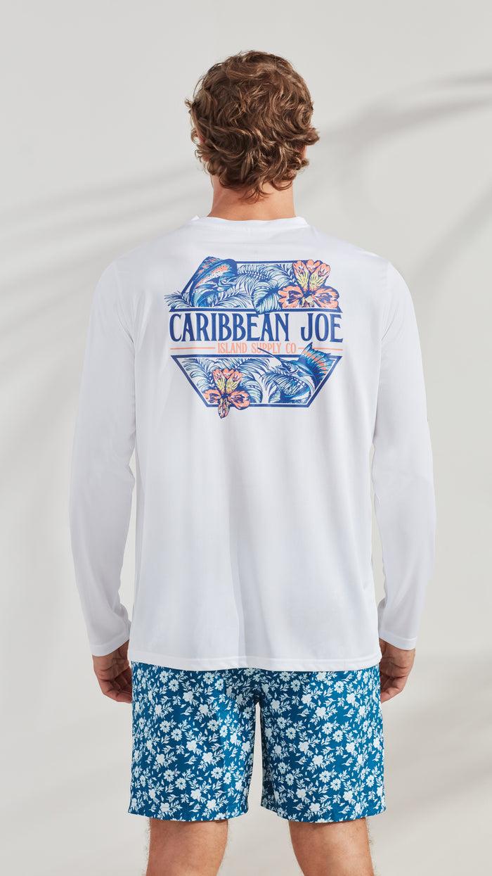 Caribbean Joe Flower Logo Long Sleeve Sun Protection Shirt