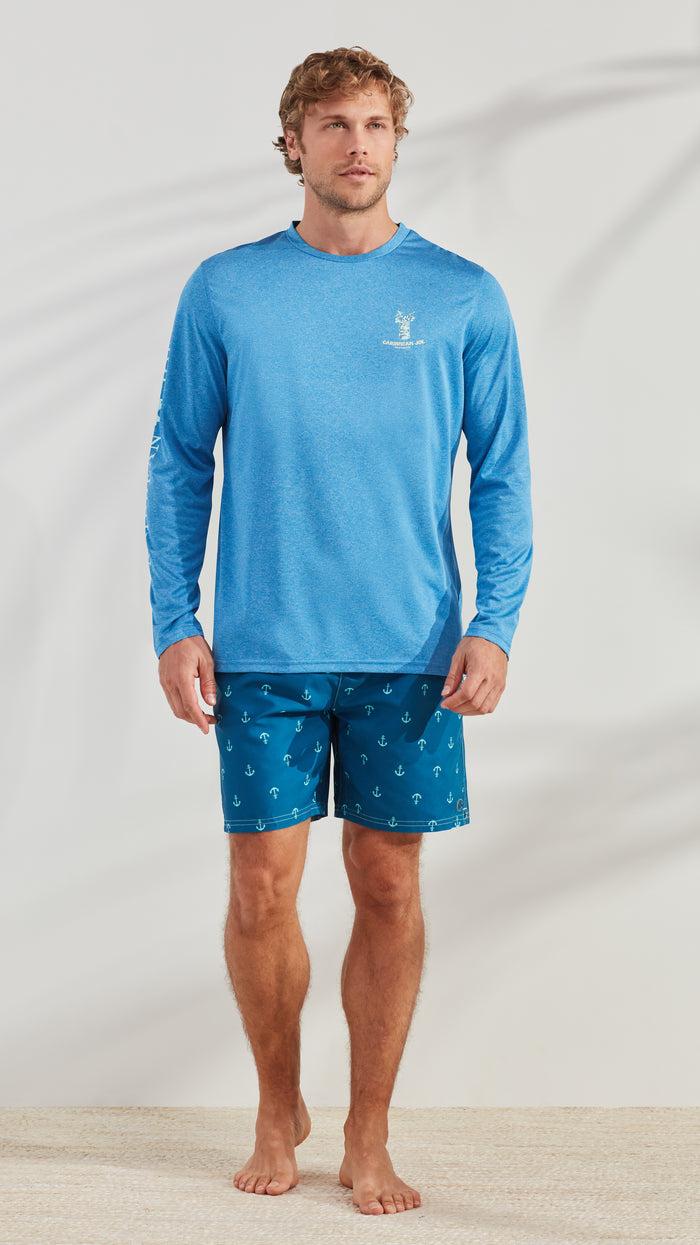 Caribbean Joe Tiki Faced Long Sleeve Sun Protection Shirt