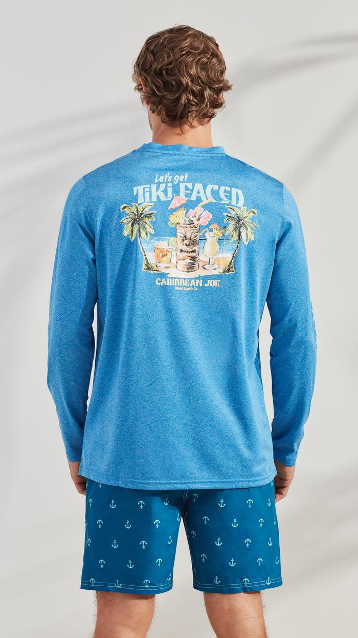 Caribbean Joe Tiki Faced Long Sleeve Sun Protection Shirt