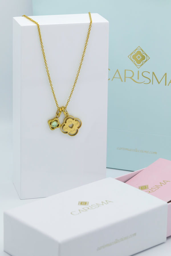 carisma "Big Hearts Shape Little Minds" Carisma Teacher Pendant & Carisma Logo Birthstone Pendant Gift Set