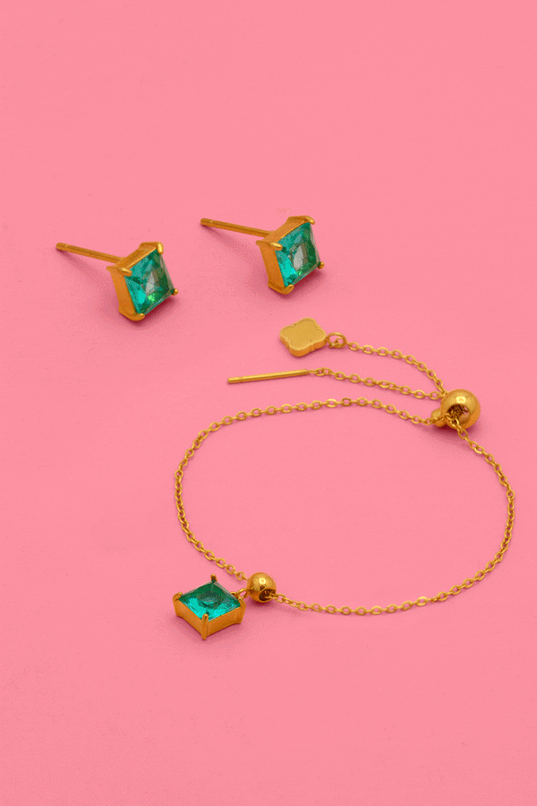 carisma Birthstone Studs & Toggle Charm Bracelet Gift Set