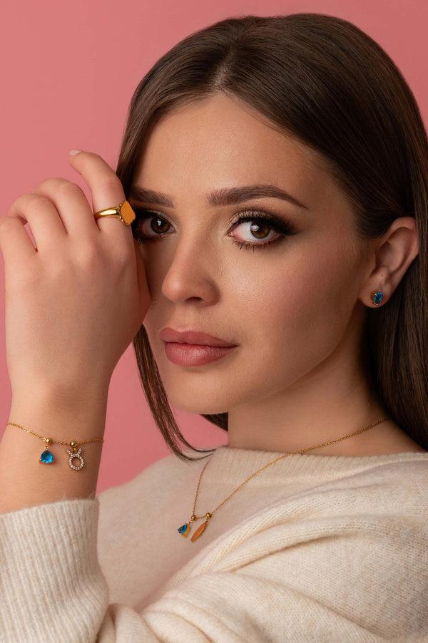 Carisma Birthstone Studs & Toggle Charm Necklace Gift Set