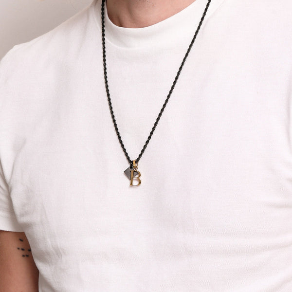 Carisma Black Square Pendant & Carisma Letter Gift Set