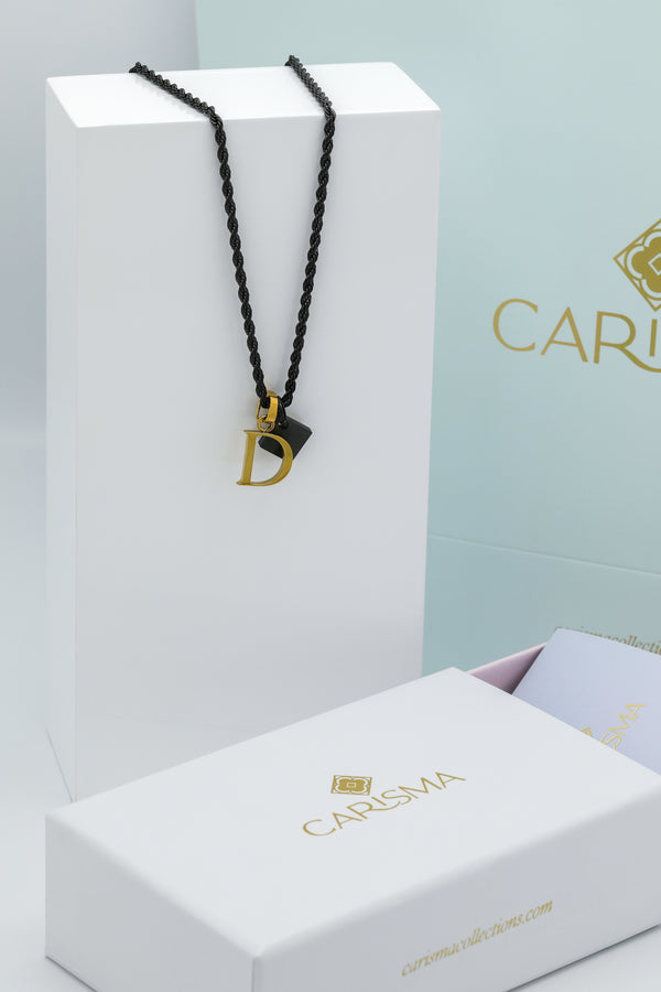 carisma Black Square Pendant & Carisma Letter Gift Set