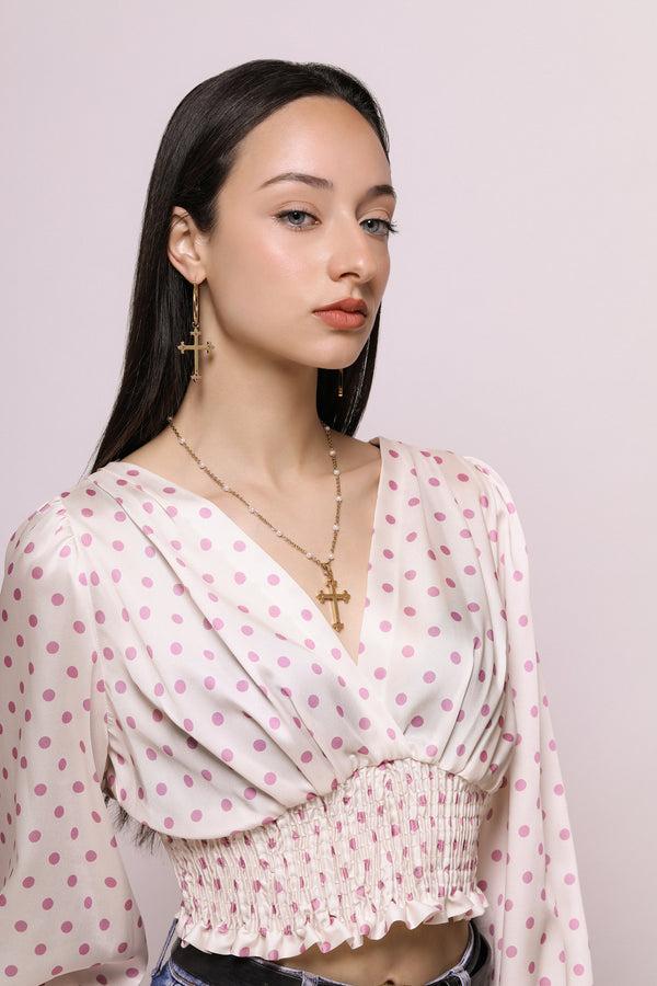 Carisma Blue Crystals Carisma Cross Pendant Earring Set