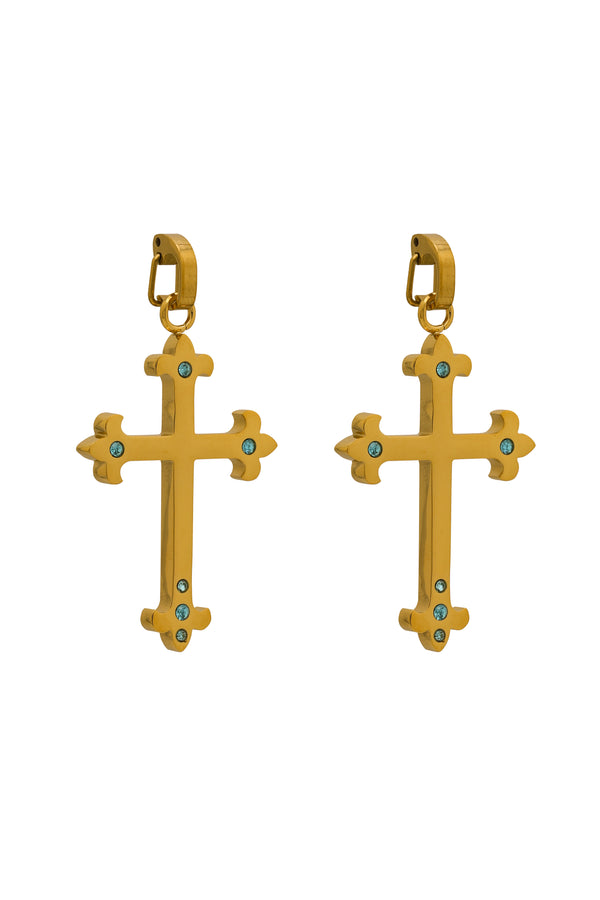 carisma Blue Crystals Carisma Cross Pendant Earring Set