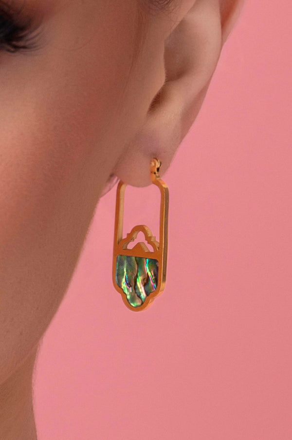 Carisma Blue Lagoon Abalone Hollow Hoop Earring Set