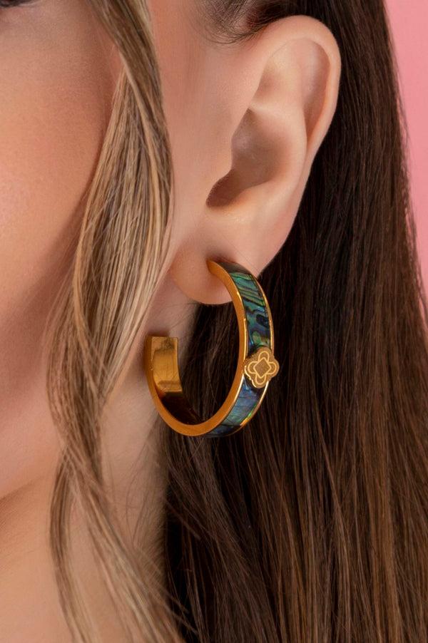 Carisma Blue Lagoon Abalone Medium Hoop Earring Set