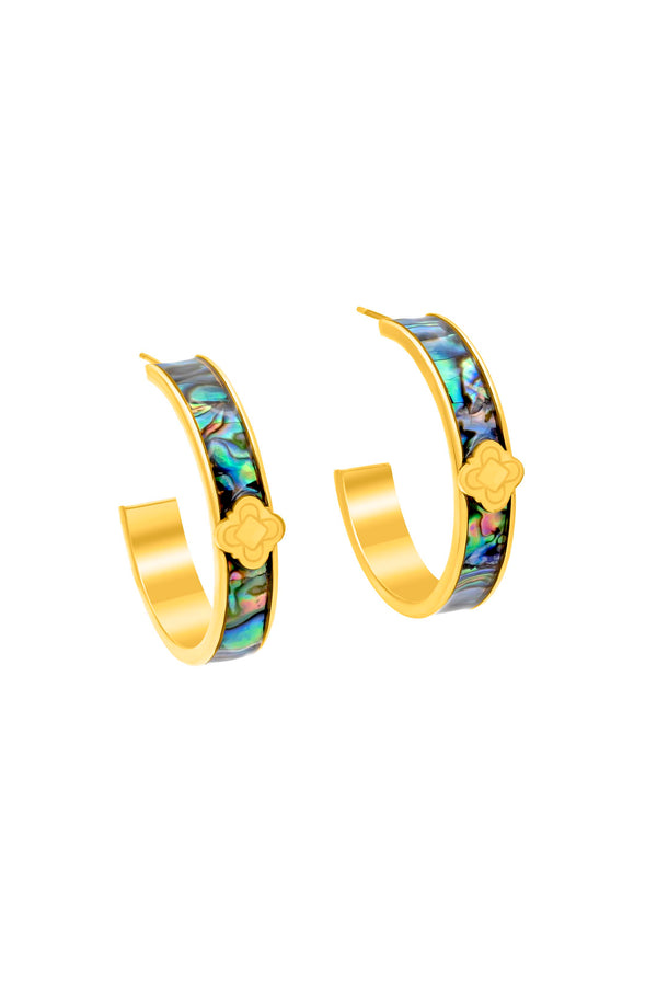 carisma Blue Lagoon Abalone Medium Hoop Earring Set