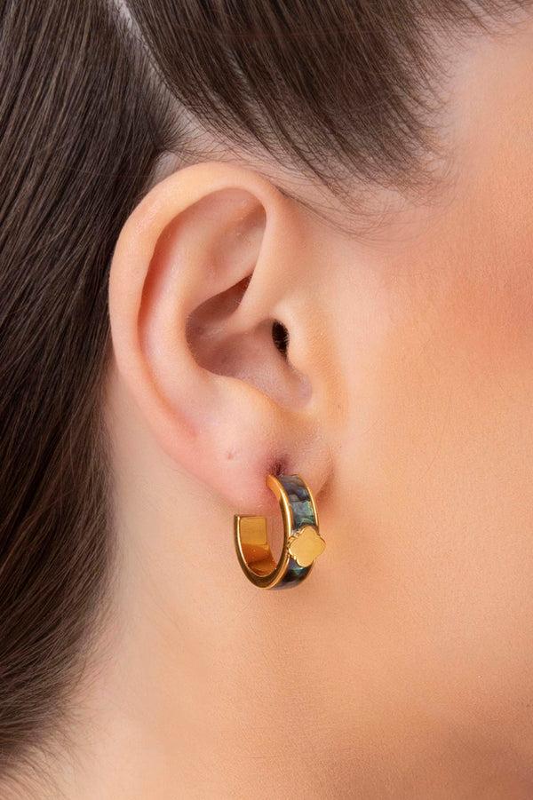 Carisma Blue Lagoon Abalone Petite Hoop Earring Set