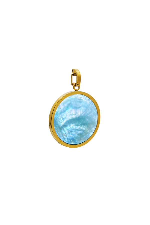 carisma Blue Mother of Pearl Stone Large Circle Pendant