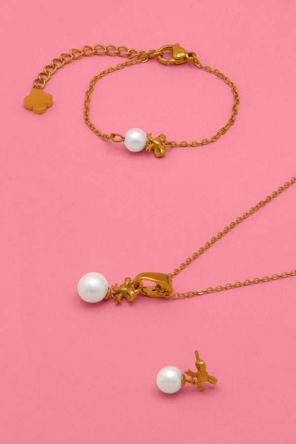 carisma Bow Perla Stud Earrings Bracelet & Necklace Gift Set