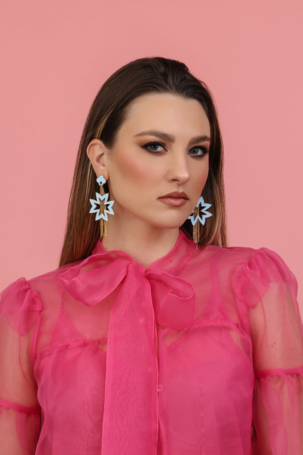 Carisma Carina's Blue Fringe Maltese Cross Earring Set