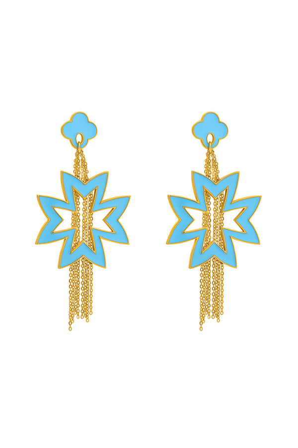 carisma Carina's Blue Fringe Maltese Cross Earring Set