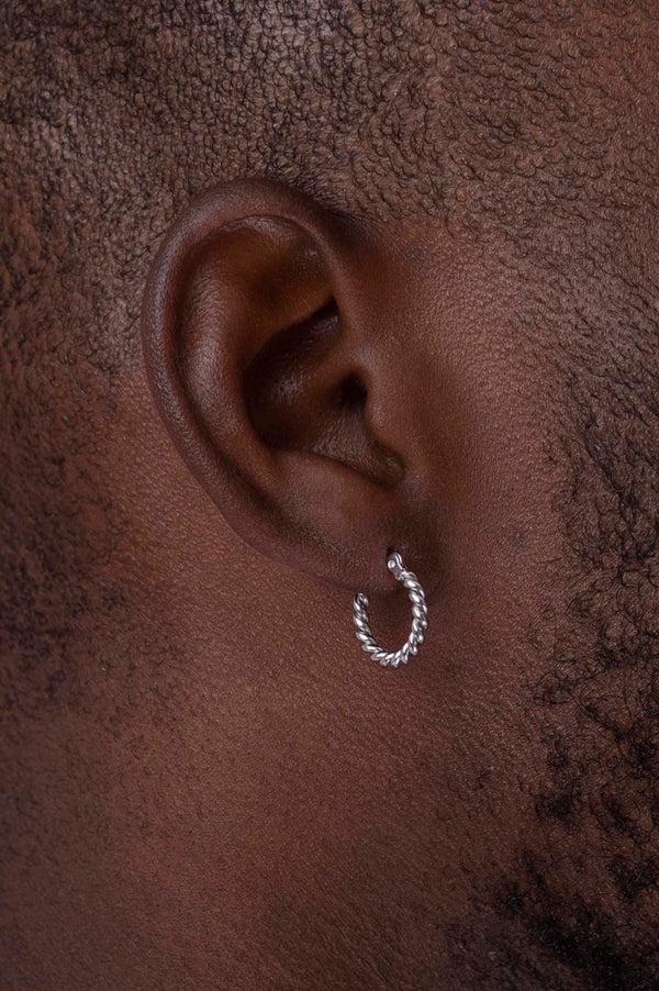 Carisma 15MM Silver Rope Hoop Single Earring