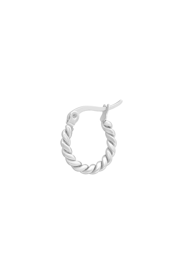 carisma 15MM Silver Rope Hoop Single Earring