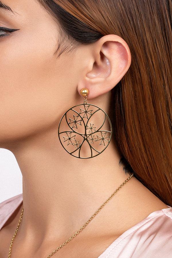 Carisma Abstract Maltese Cross Hoop Earring Set