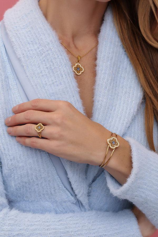 Carisma Azure Cat Eye Ring & Bangle Gift Set