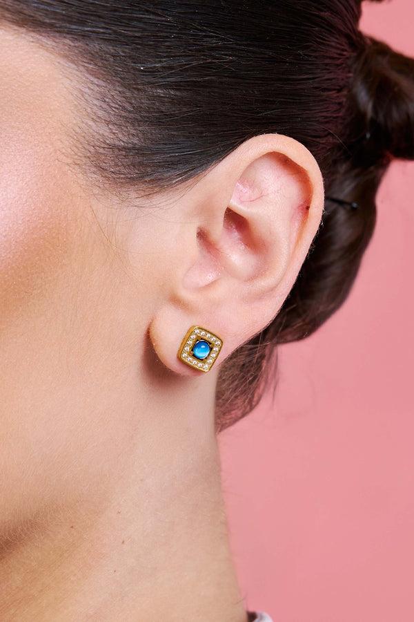 Carisma Azure Cat Eye Stud Earring Set