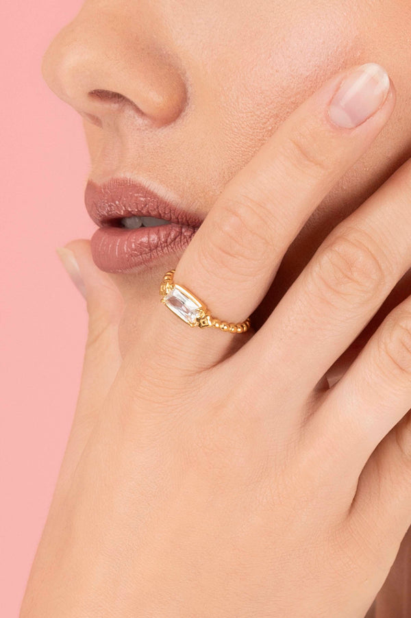 Carisma Beaded Ring With Clear Zirconia