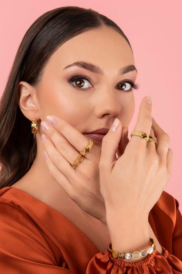 Carisma Beaded Tiger Eye Ring