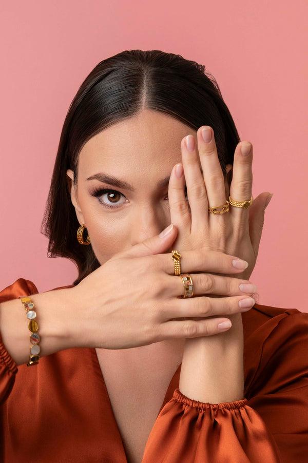 Carisma Beaded Tiger Eye Ring