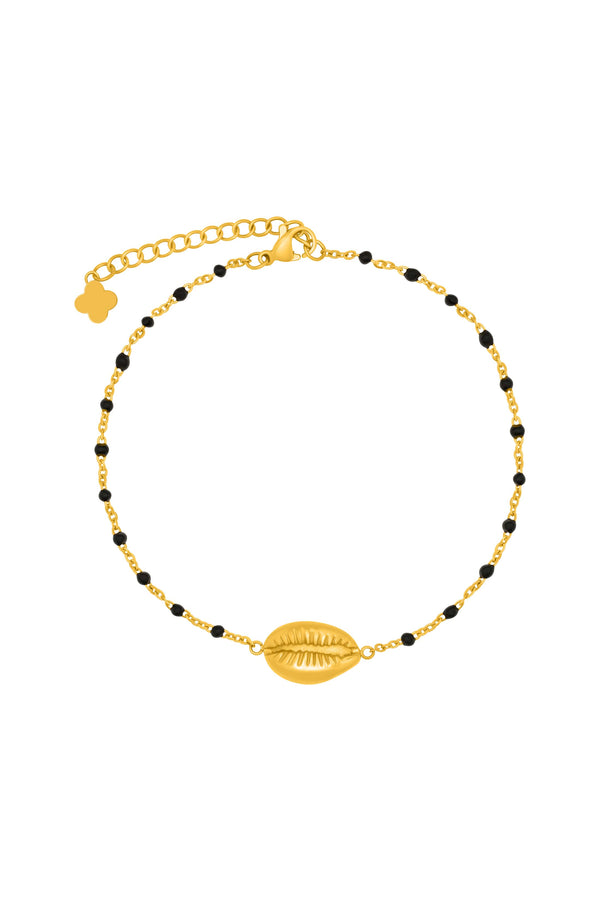 Carisma Black Bead Seashell Anklet