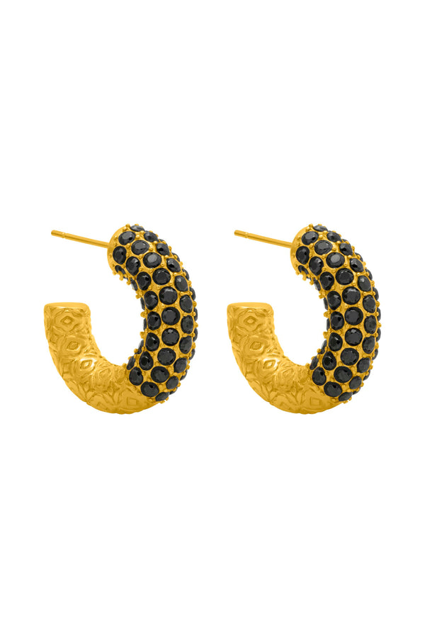 carisma Black Pavé Patterned Hoop Earring Set