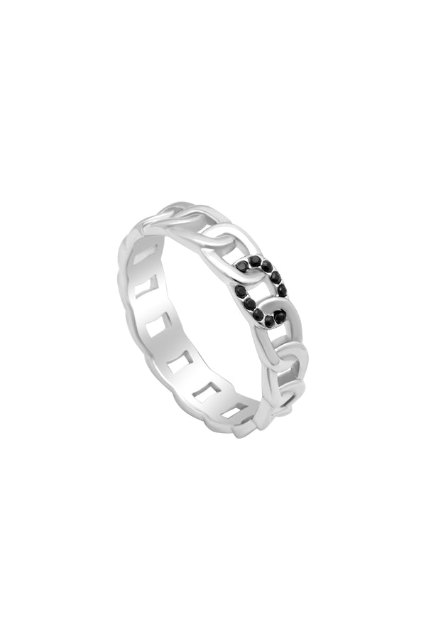 carisma Black Zirconia Curb Chain Ring
